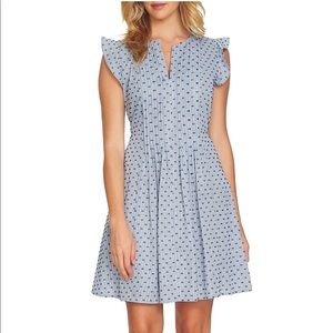 CeCe Pintuck Flutter Sleeve Cotton Minidress